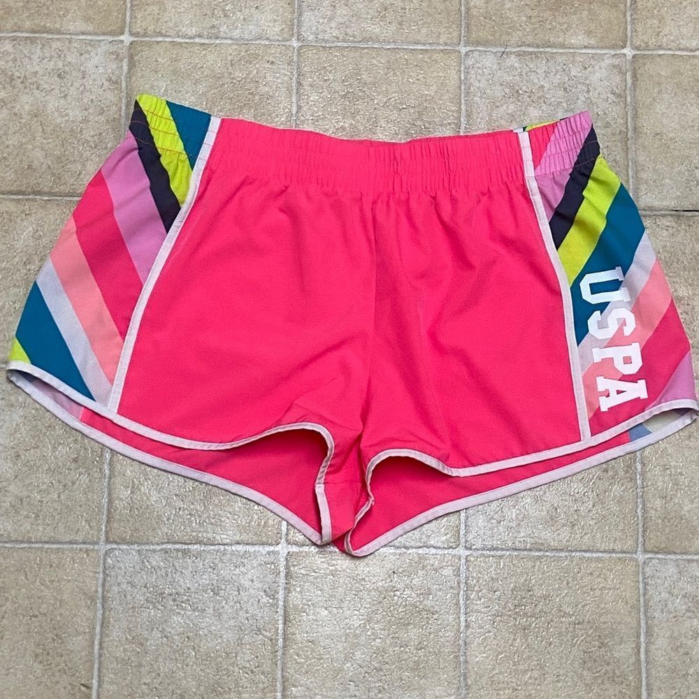 USPA Logo US Polo Assn.Women's Pink Athletic Shorts Size XL (15-17)